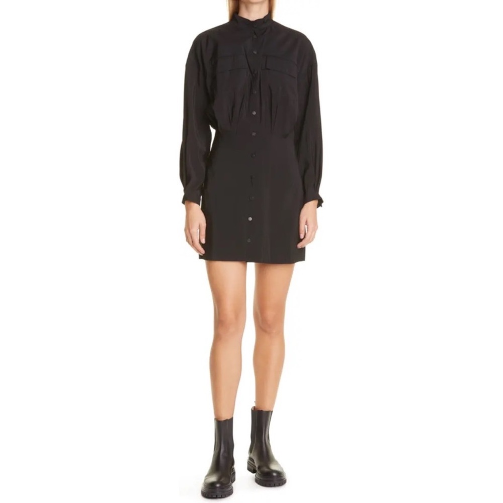 ba&sh Crew Long Sleeve Shirtdress Black Size 0